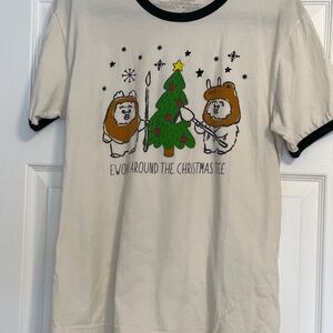 Star Wars Ewokin' Around the Christmas Tree Women's Ringer T-Shirt